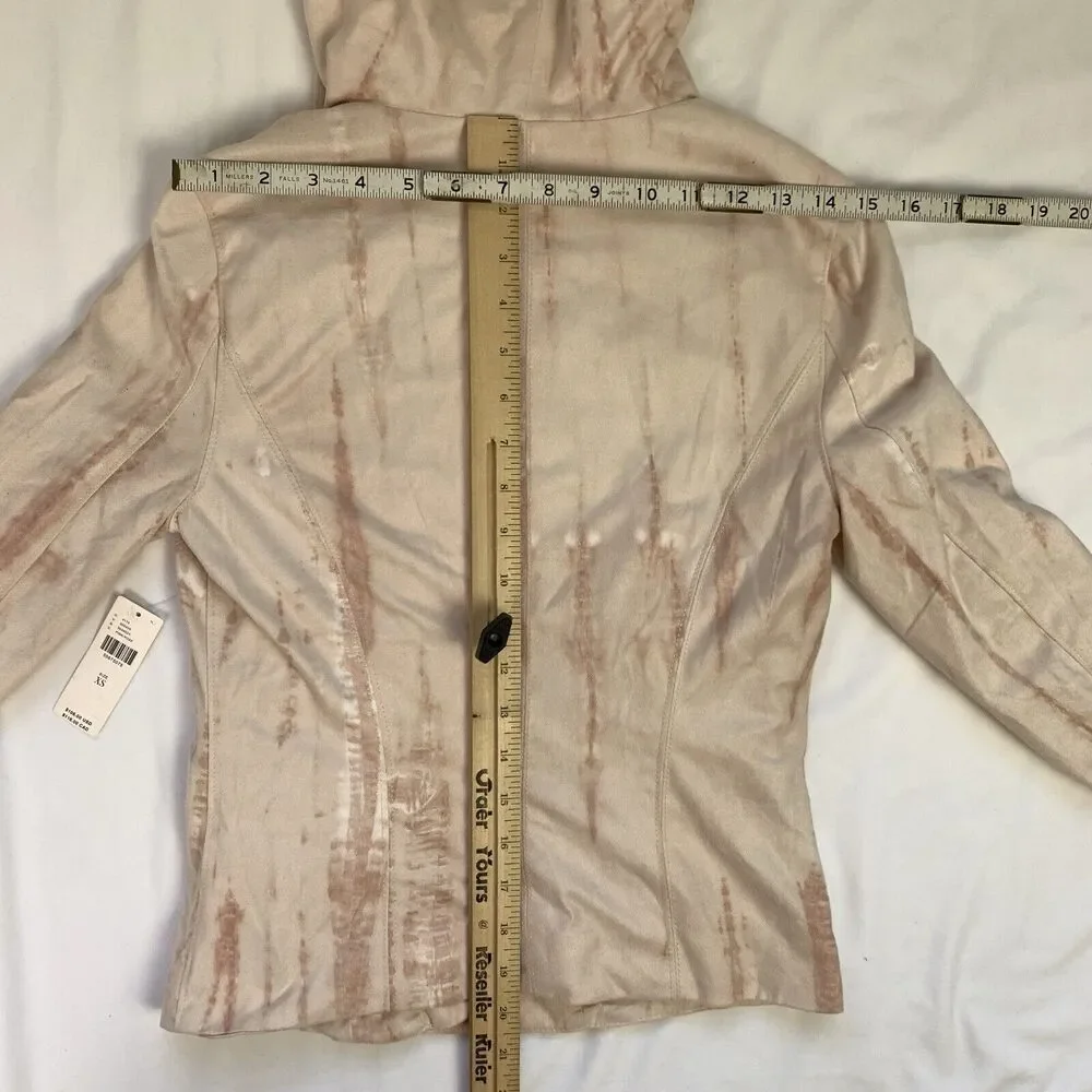 Anthropologie BlankNYC Hippie Dippe Faux Suede Jacket XS Pink Cream Moto Boho - Picture 7 of 13